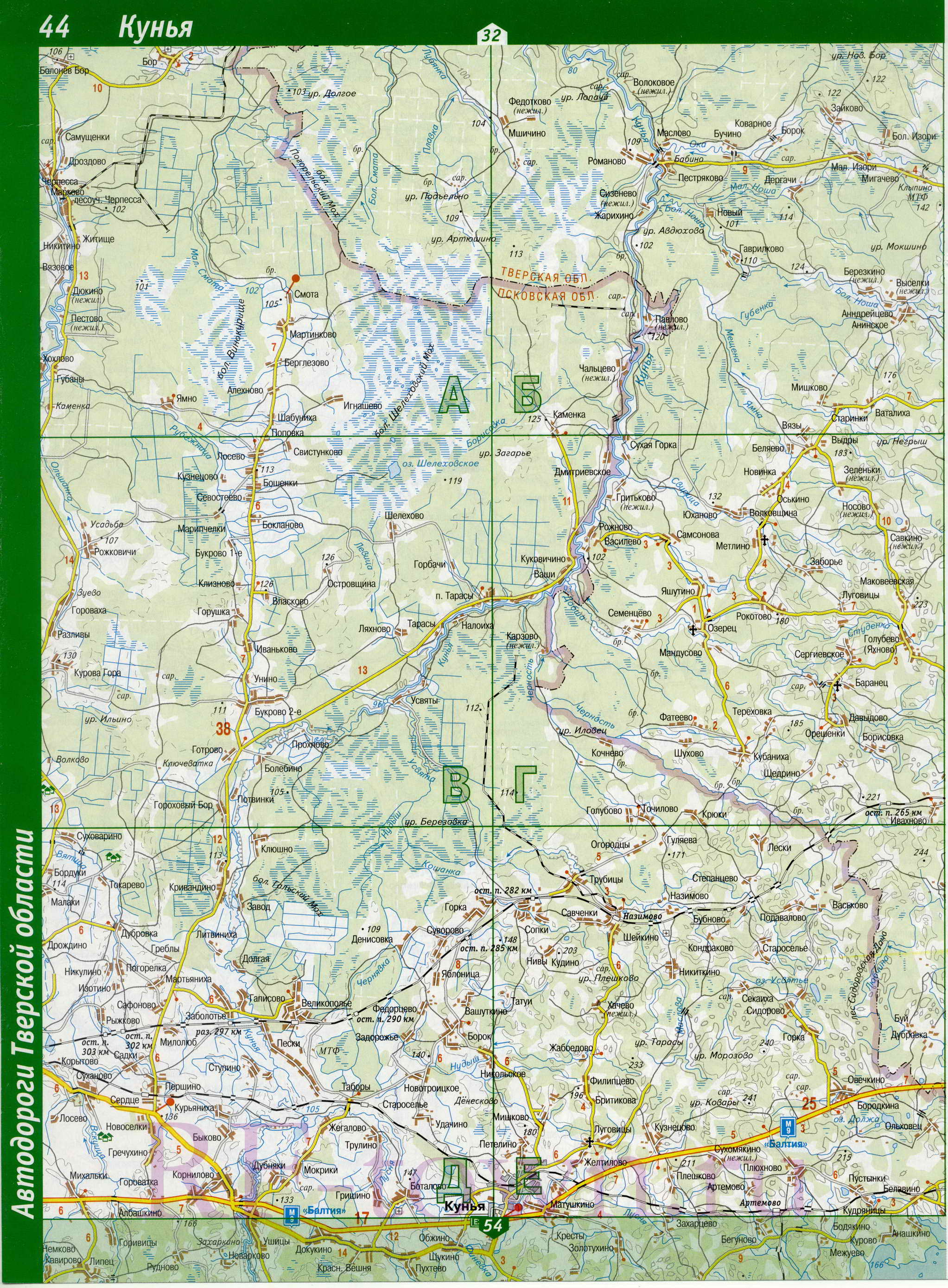 Карта Торопецкого района Тверской области. Подробная карта - Торопецкий район, A1 - 